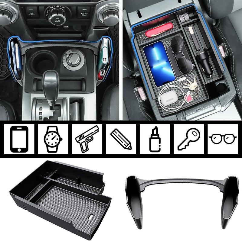 DIAMOOKY Upgraded 2PCS Center Console Organizer Compatible with Toyota 4Runner 2024 2023 2022 2021 2020 2019-2010 Gear Shift Organizer Tray Armrest Storage Box 5th Gen 4 Runner Interior Accessories - Image 2